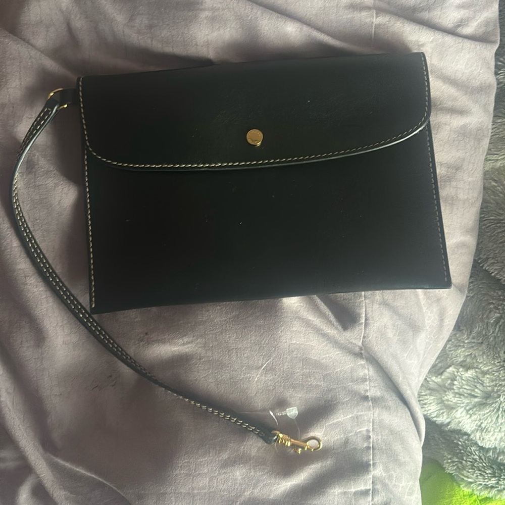 Elegant Black Clutch with Gold Accents
